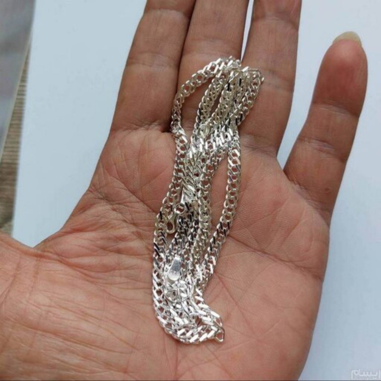 زنجیر نقره کارتیه دوبل ترک مدل Roz10